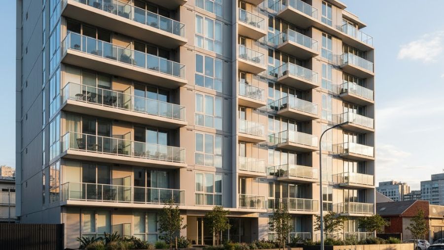 Clean apartment building exterior Melbourne strata window cleaning