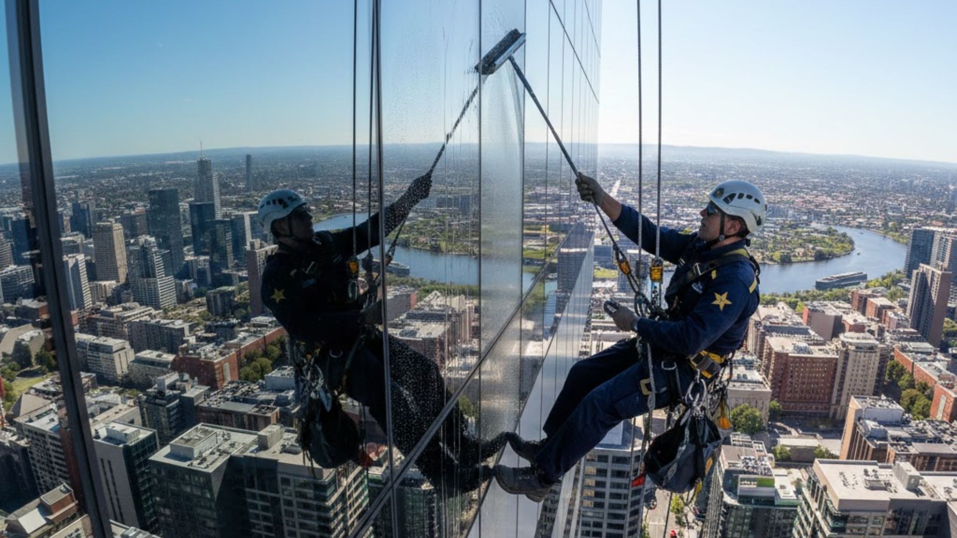 Professional window cleaner Melbourne — high-rise building exterior